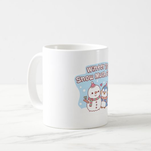 Niedliches Penguin Gebäude Schneemann Winter Schne Kaffeetasse (Vorderseite Links)