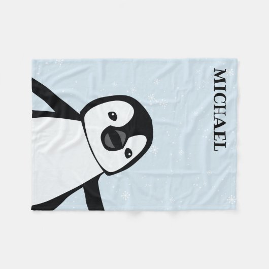 Niedliches Penguin Kinderzimmer Schwarzweißname Fleecedecke (Vorderseite (Horizontal))