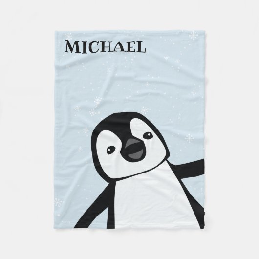 Niedliches Penguin Kinderzimmer Schwarzweißname Fleecedecke (Vorderseite)