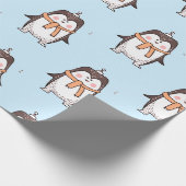 NIEDLICHES PENGUIN-LICHT-BLAU-PAPIER GESCHENKPAPIER (Ecke)
