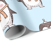 NIEDLICHES PENGUIN-LICHT-BLAU-PAPIER GESCHENKPAPIER (Rolleneckpunkt)