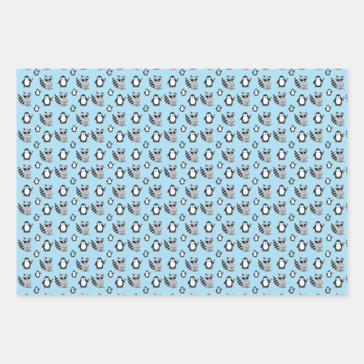 Niedliches Penguin Racoon Buddies Baby-Geschenk Geschenkpapier Set (Vorderseite 2)