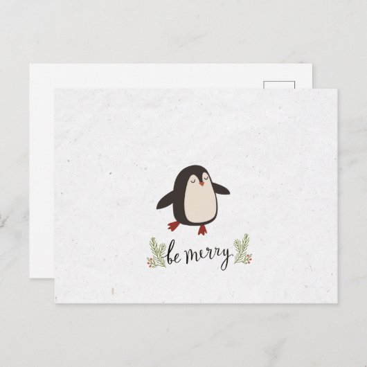 Niedliches Penguin-Weihnachten Ankündigungspostkarte (Vorne/Hinten)