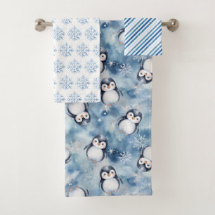 Niedliches Penguin Winter Badetuch Set