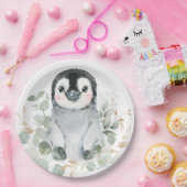 Niedliches Penguin Winter Onederland Grüne Gold Pa Pappteller (Party)