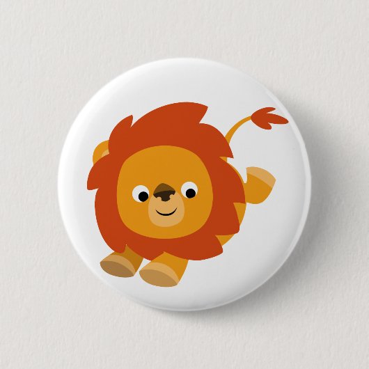 Niedliches Perky Cartoon Lion Button-Abzeichen Button (Vorderseite)