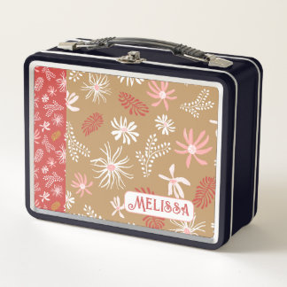 Niedliches Personal Metal Lunchbox, beige & rosa,  Metall Brotdose