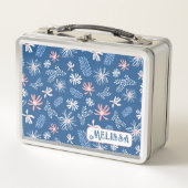 Niedliches Personal Metal Lunchbox blau und rosa B (Vorderseite)