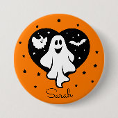 Niedliches Personalisieren des Halloween-Geisterhe Button (Vorderseite)