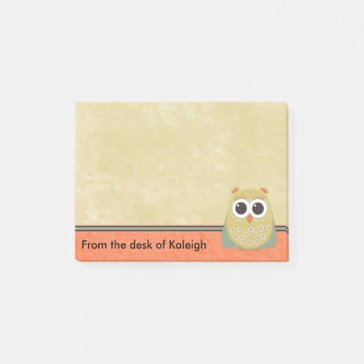 Niedliches Personalisiert Gelbgrün und Orangenrösc Post-it Klebezettel (Vorderseite)