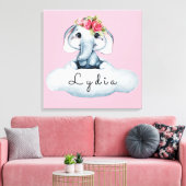 Niedliches Personalisiertes Baby Elephant Kinderzi Leinwanddruck (Insitu (Wohnzimmer))