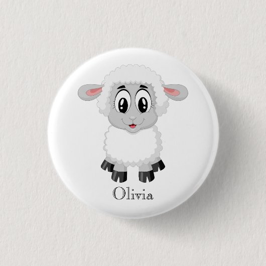 Niedliches Personalisiertes Baby Lamm Button (Vorderseite)