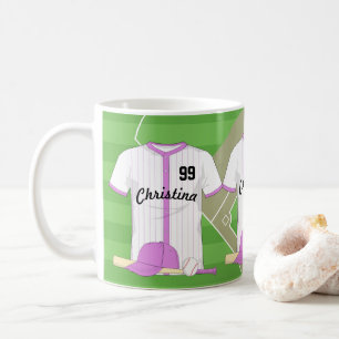 Niedliches Personalisiertes Baseballrosa Kaffeetasse