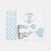 Niedliches Personalisiertes Blue Gray Elephant Zic Fleecedecke (Vorderseite (Horizontal))