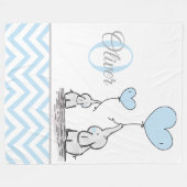 Niedliches Personalisiertes Blue Gray Elephant Zic Fleecedecke (Vorderseite (Horizontal))
