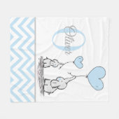 Niedliches Personalisiertes Blue Gray Elephant Zic Fleecedecke (Vorderseite (Horizontal))