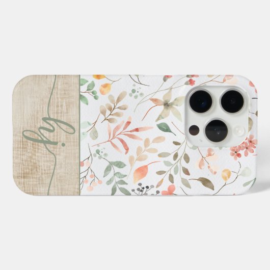 Niedliches Personalisiertes Blumenmuster-Monogramm Case-Mate iPhone Hülle (Rückseite (Horizontal))