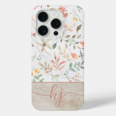 Niedliches Personalisiertes Blumenmuster-Monogramm Case-Mate iPhone Hülle (Rückseite)