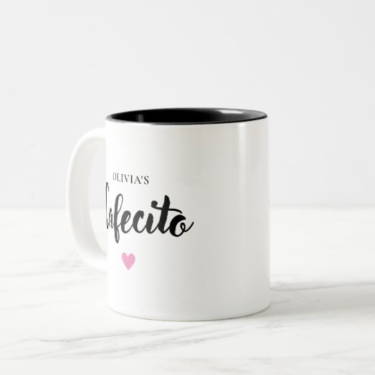 Niedliches Personalisiertes Cafecito Script Tasse (Vorderseite Links)