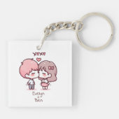 Niedliches Personalisiertes Chibi-Kissing-Paar Schlüsselanhänger (Rückseite)