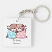 Niedliches Personalisiertes Chibi-Style Snuggle Co Schlüsselanhänger (Rückseite)