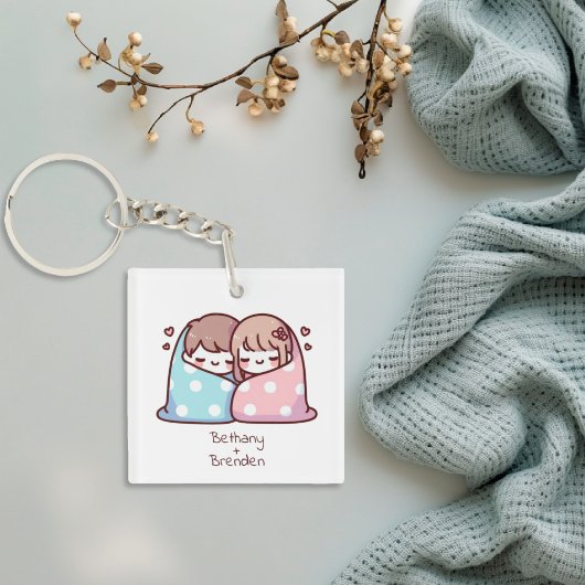 Niedliches Personalisiertes Chibi-Style Snuggle Co Schlüsselanhänger