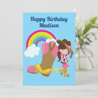 Niedliches Personalisiertes Cowgirl Rainbow Happy 