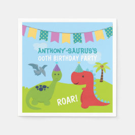 Niedliches Personalisiertes Dinosaurier-Party Serviette