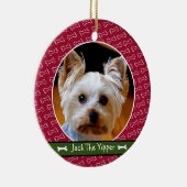 Niedliches Personalisiertes Dog Knochen Rotes Grün Keramik Ornament (Rechts)
