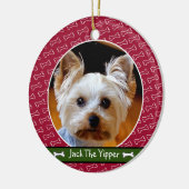 Niedliches Personalisiertes Dog Knochen Rotes Grün Keramik Ornament (Links)