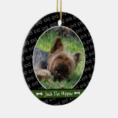 Niedliches Personalisiertes Dog Knochen Rotes Grün Keramik Ornament (Rechts)