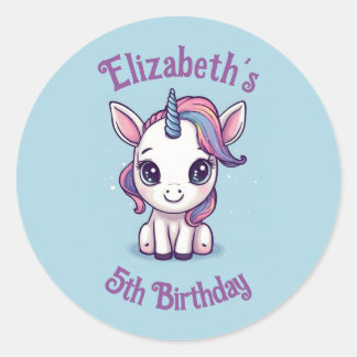 Niedliches Personalisiertes Einhorn-Gastgeschenk, Runder Aufkleber