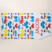 Niedliches personalisiertes Flugzeug-, Zug-und Strandtuch (Vorderseite)