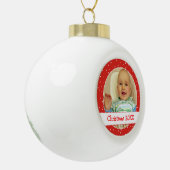 Niedliches Personalisiertes Foto Ball Rote Ornamen Keramik Kugel-Ornament (Links)