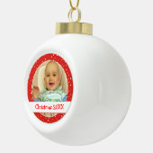 Niedliches Personalisiertes Foto Ball Rote Ornamen Keramik Kugel-Ornament (Rechts)