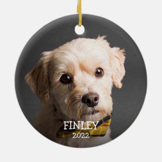 Niedliches Personalisiertes Foto Weihnachten Keramik Ornament (Hinten)