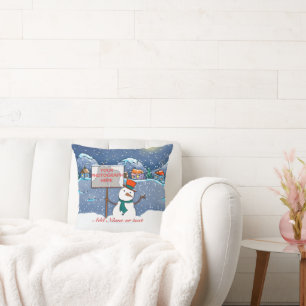 Niedliches personalisiertes Foto Xmas Snowman Weih Kissen