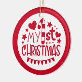 Niedliches Personalisiertes Foto zu Weihnachten Keramik Ornament (Links)