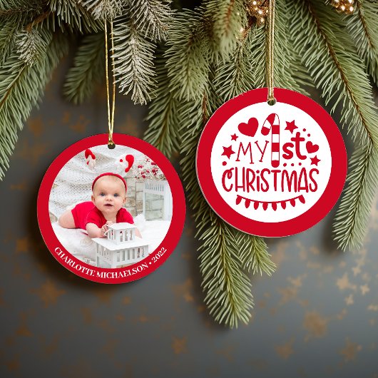 Niedliches Personalisiertes Foto zu Weihnachten Keramik Ornament