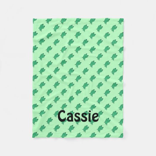 Niedliches personalisiertes Froschmuster Fleecedecke (Vorderseite)