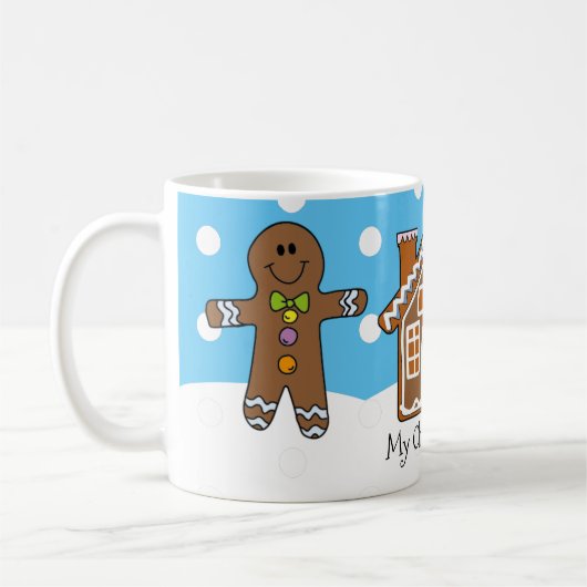Niedliches Personalisiertes Gingerbrett Weihnachte Kaffeetasse (Links)