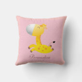 Niedliches personalisiertes Giraffen-Rosa Kissen (Rückseite)