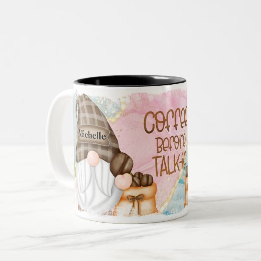 Niedliches Personalisiertes Gnome Zweifarbige Tasse (Vorderseite Links)
