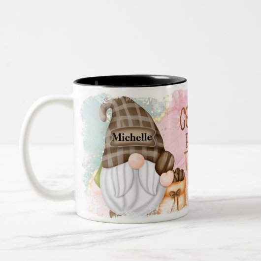 Niedliches Personalisiertes Gnome Zweifarbige Tasse (Links)