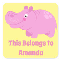 Niedliches Personalisiertes Hippo-Label-Aufkleber-