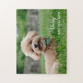 Niedliches Personalisiertes Hundename-Foto Puzzle (Vertikal)