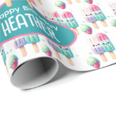 Niedliches Personalisiertes IcePop Sommer Geburtst Geschenkpapier (Rolleneckpunkt)