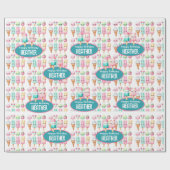 Niedliches Personalisiertes IcePop Sommer Geburtst Geschenkpapier (Flach)