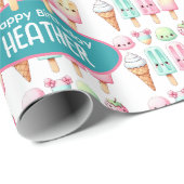 Niedliches Personalisiertes IcePop Sommer Geburtst Geschenkpapier (Rolleneckpunkt)