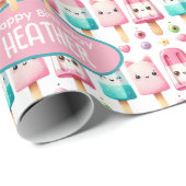Niedliches Personalisiertes IcePop Sommer Geburtst Geschenkpapier (Rolleneckpunkt)
